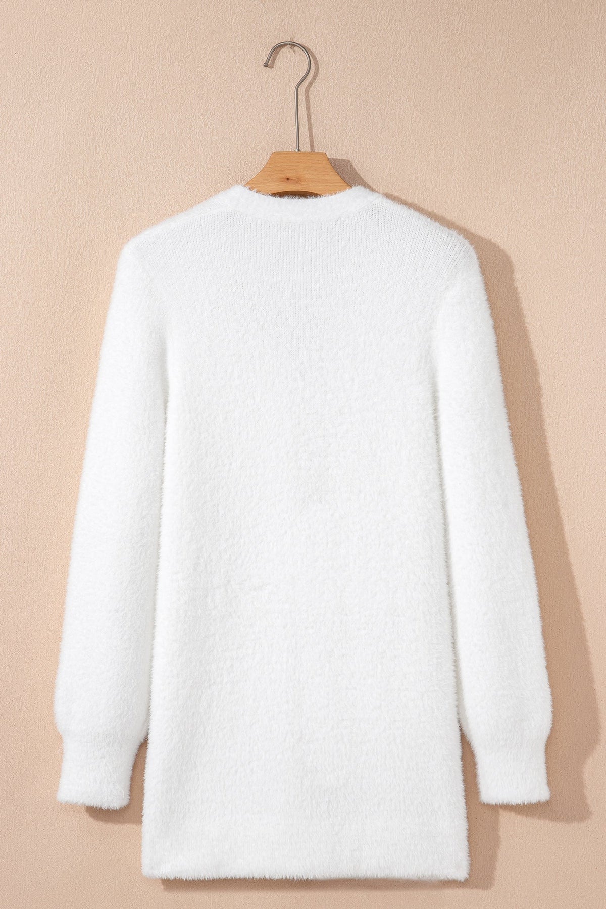 Solid Fuzzy Button-Front Cardigan