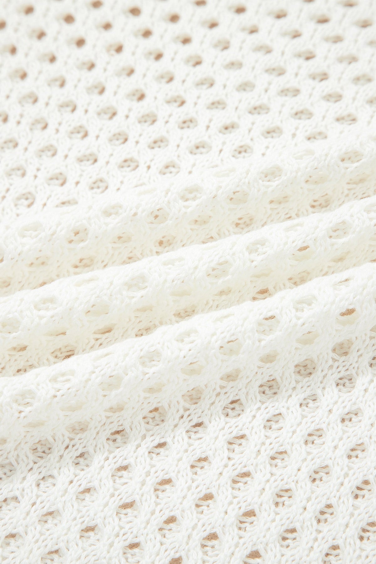 Scalloped Trim Hollow Out Knit Long Sleeve Top