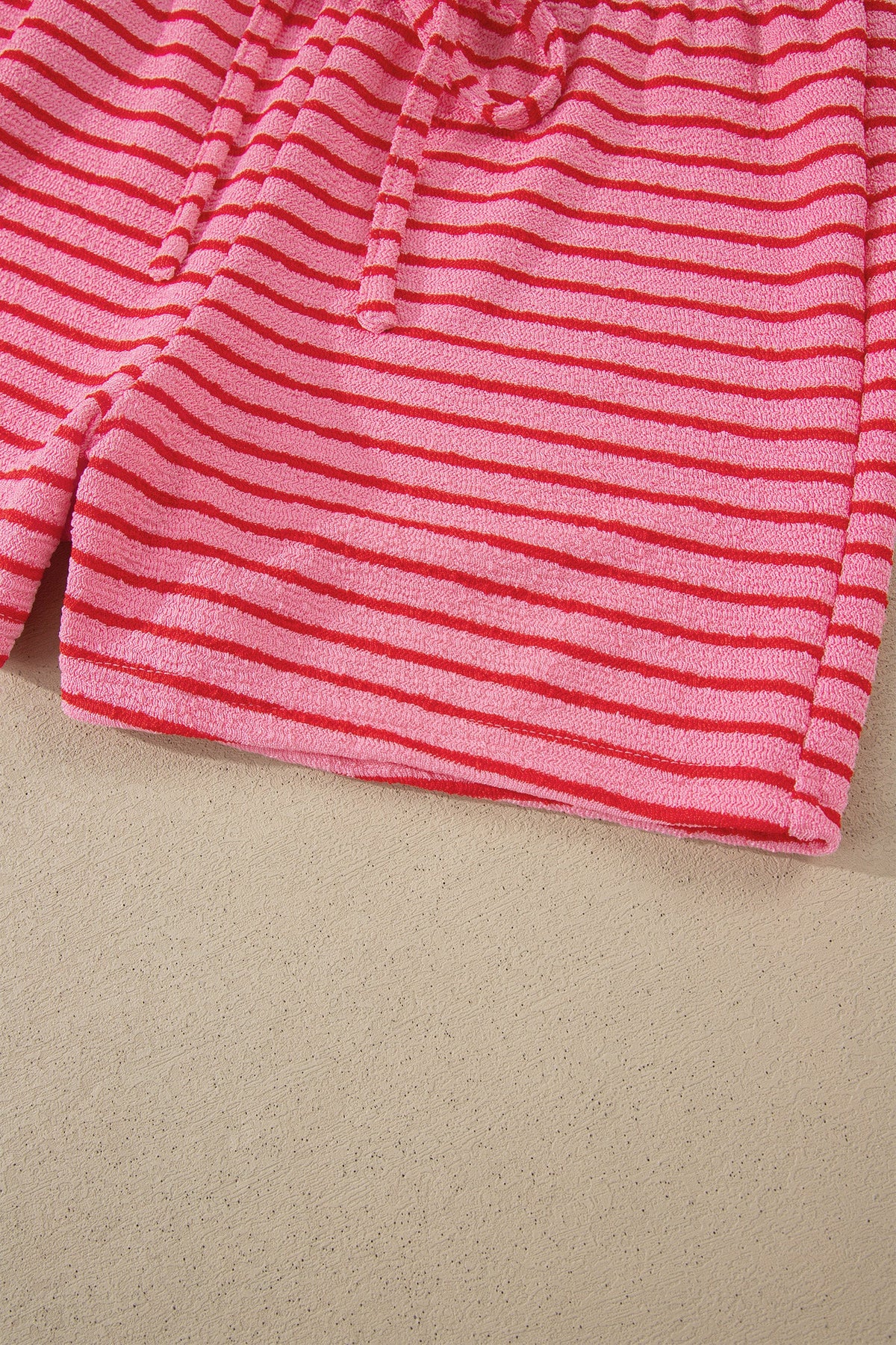 Stripe Side Split Tee & Drawstring Shorts Set