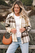 Plaid Patchwork Side Pocket Button-Up Shacket