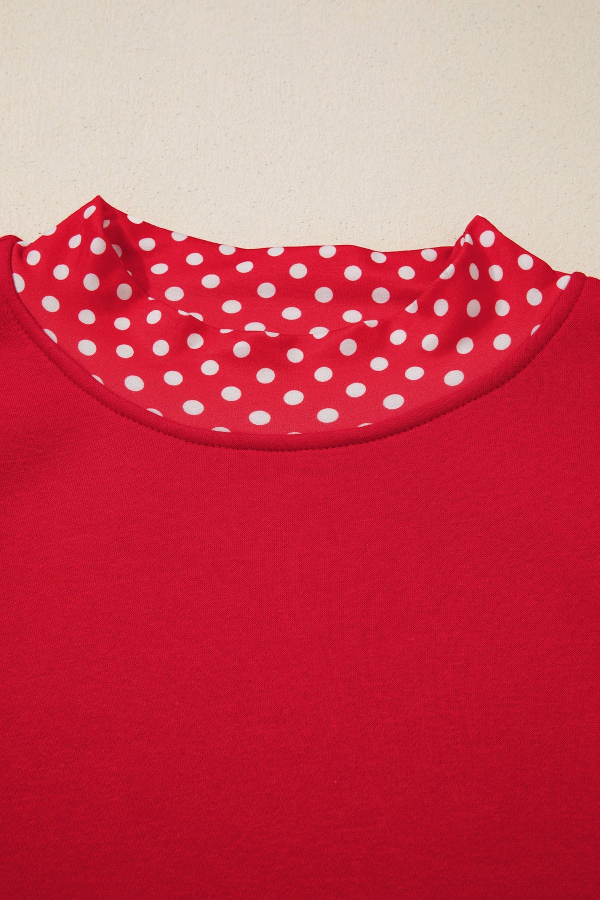 Plus Size Polka Dot Contrast Trim Mock Neck Sweatshirt