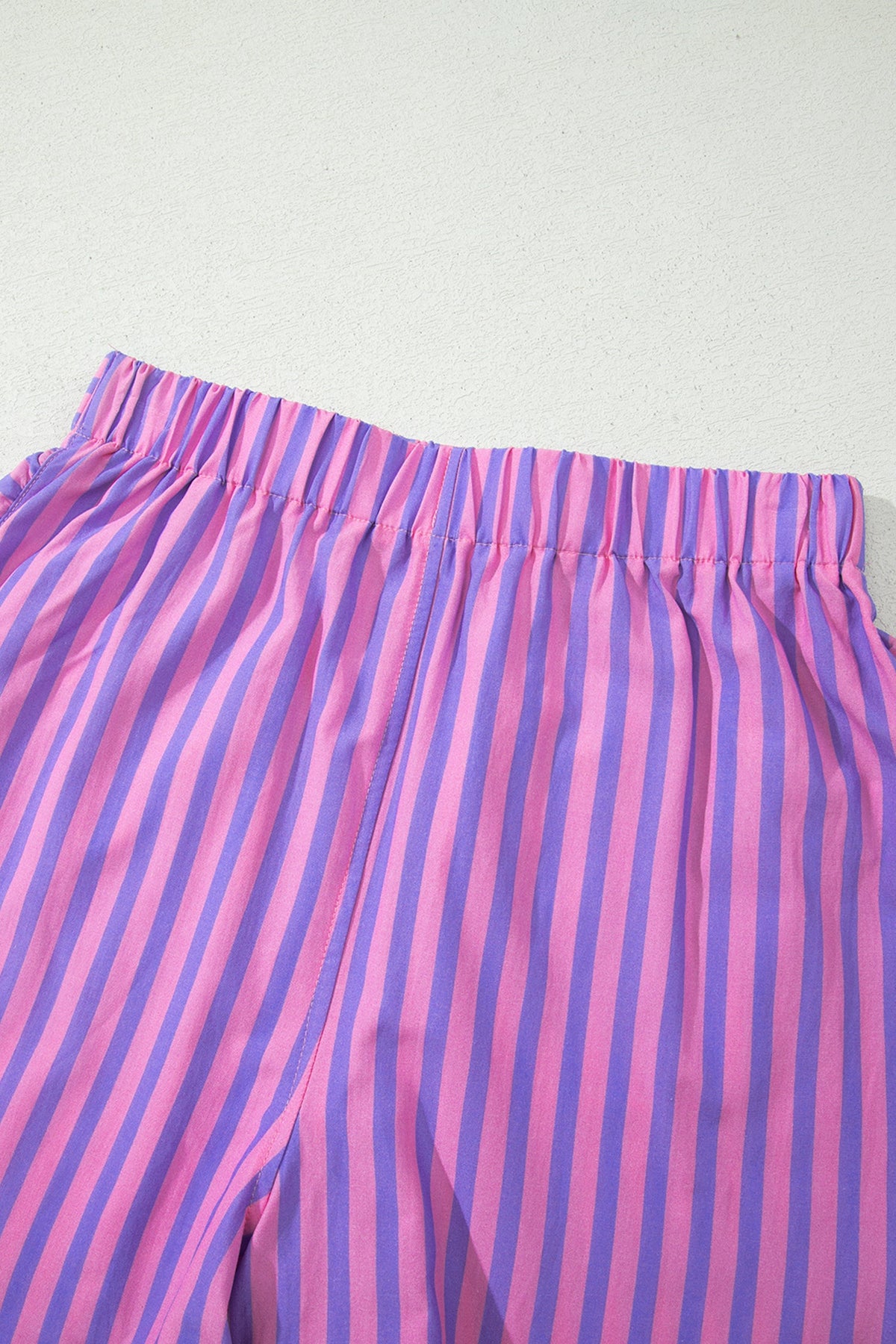 Stripe Ruffle Trim Elastic Waist Shorts