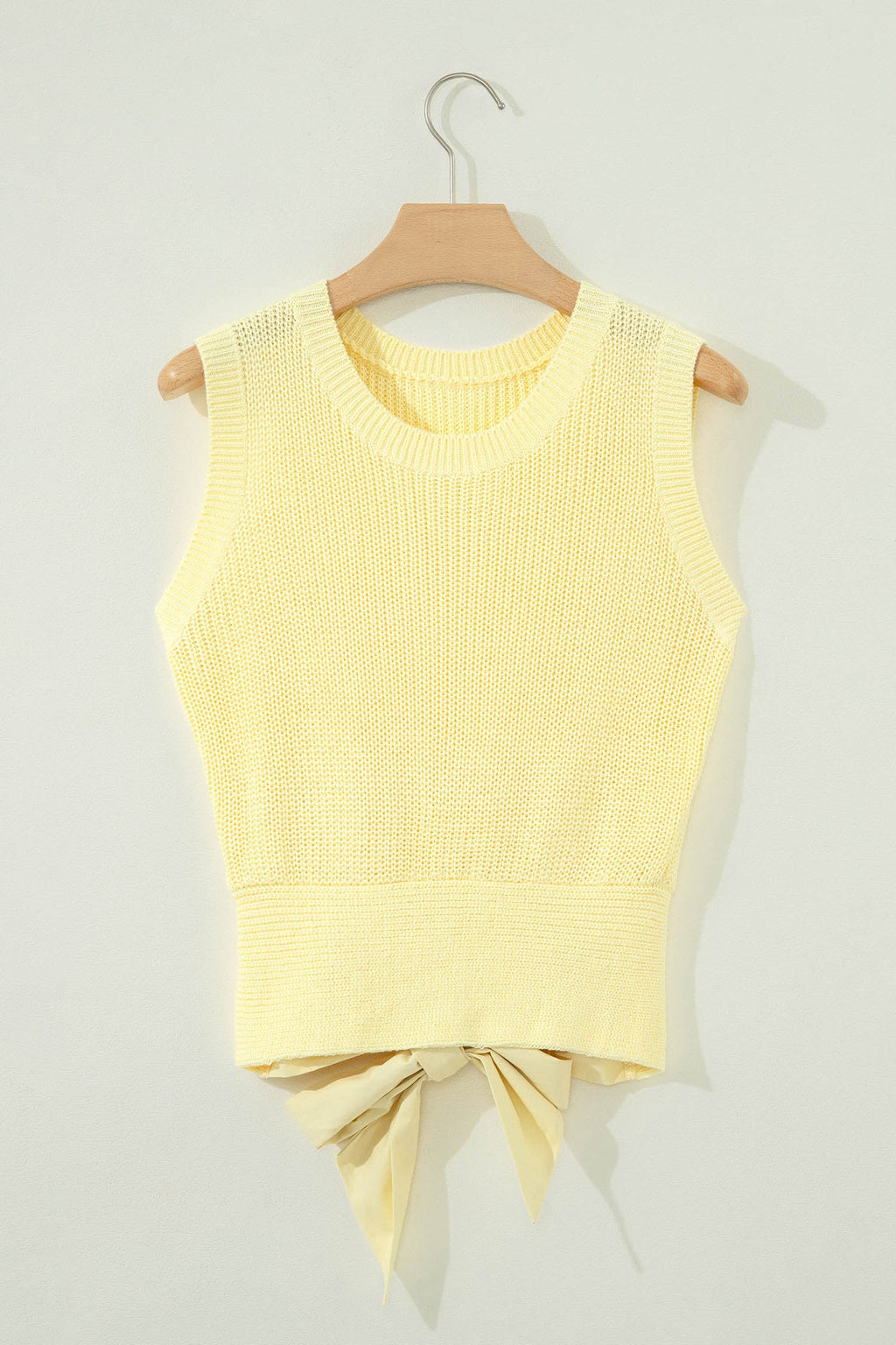 Solid Cropped Tie Back Cutout Sweater Knit Tank