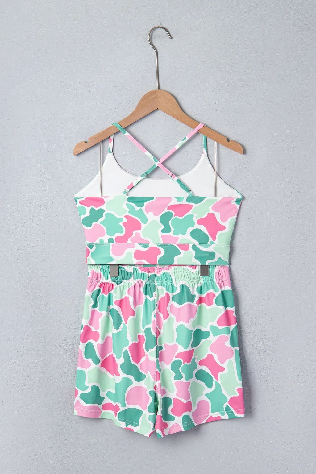Camo Cropped Tank & Athleisure Shorts Set