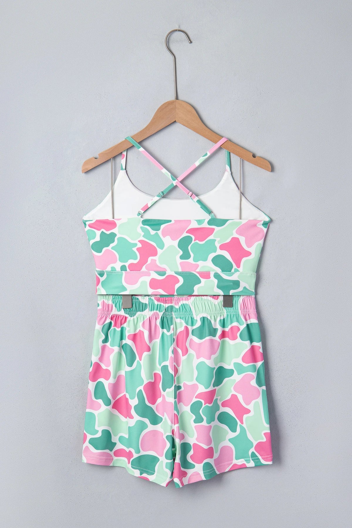 Camo Cropped Tank & Athleisure Shorts Set