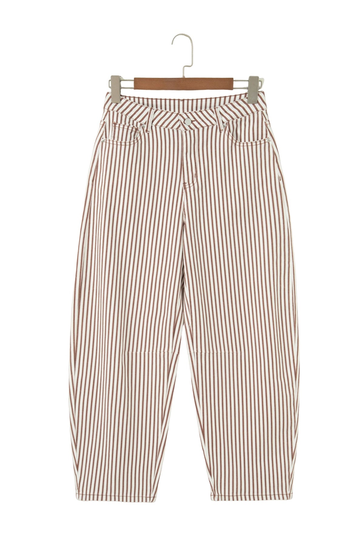 Stripe Denim High Waist Barrel Leg Jeans