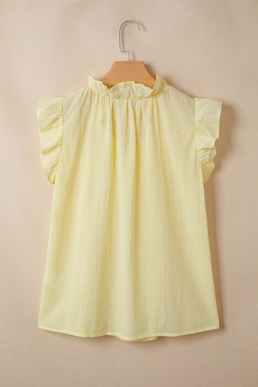 Solid Ruffle Trim V-Neck Sleeveless Top