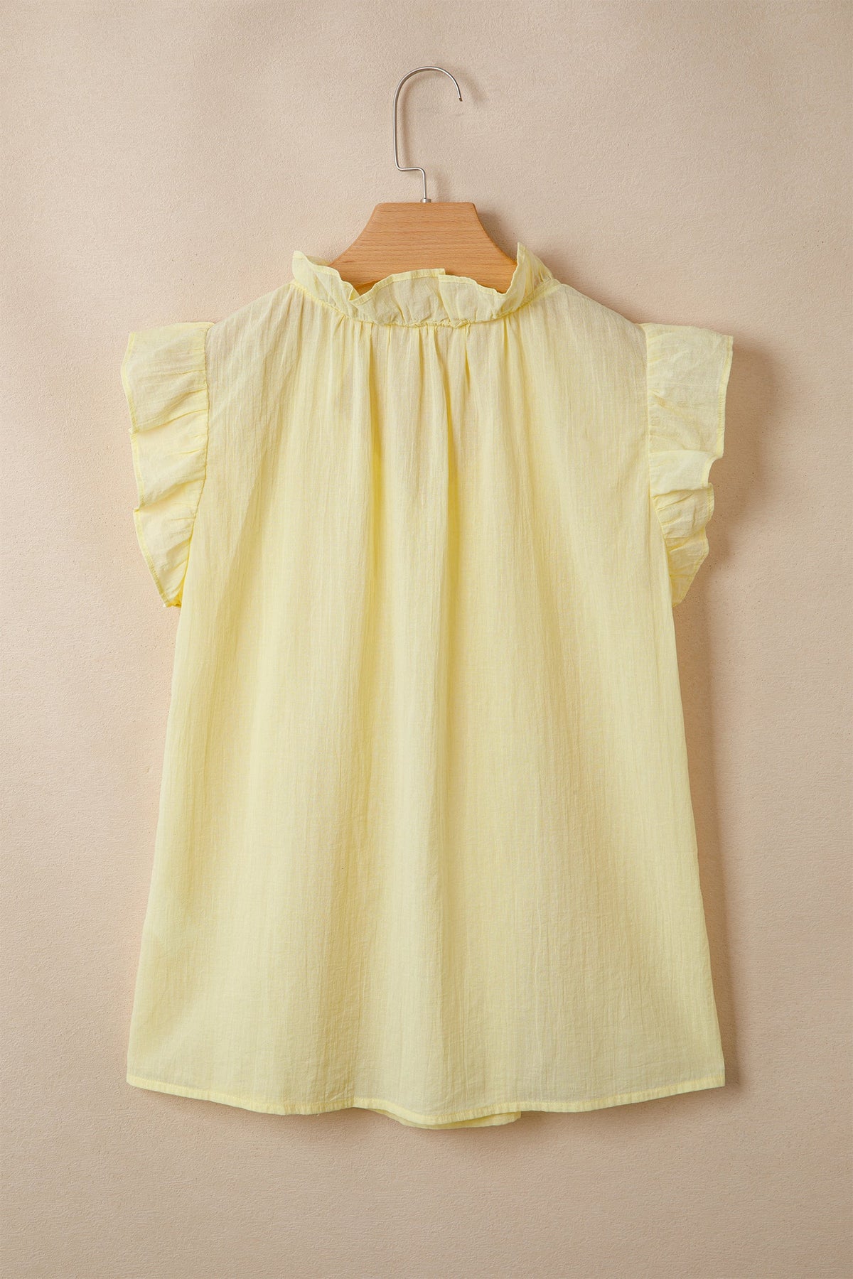 Solid Ruffle Trim V-Neck Sleeveless Top