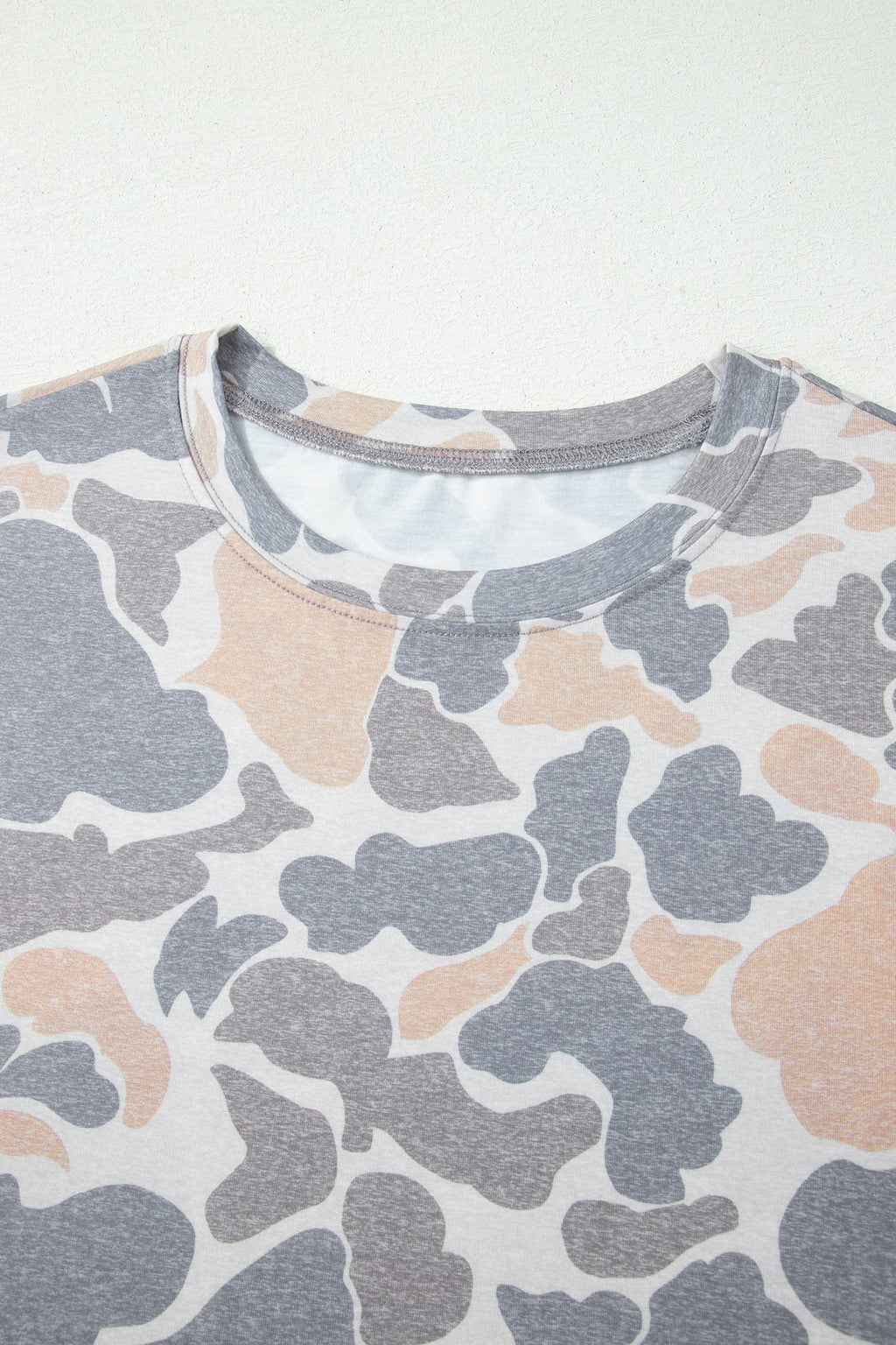 Camo Round Neck Short Sleeve T-Shirt