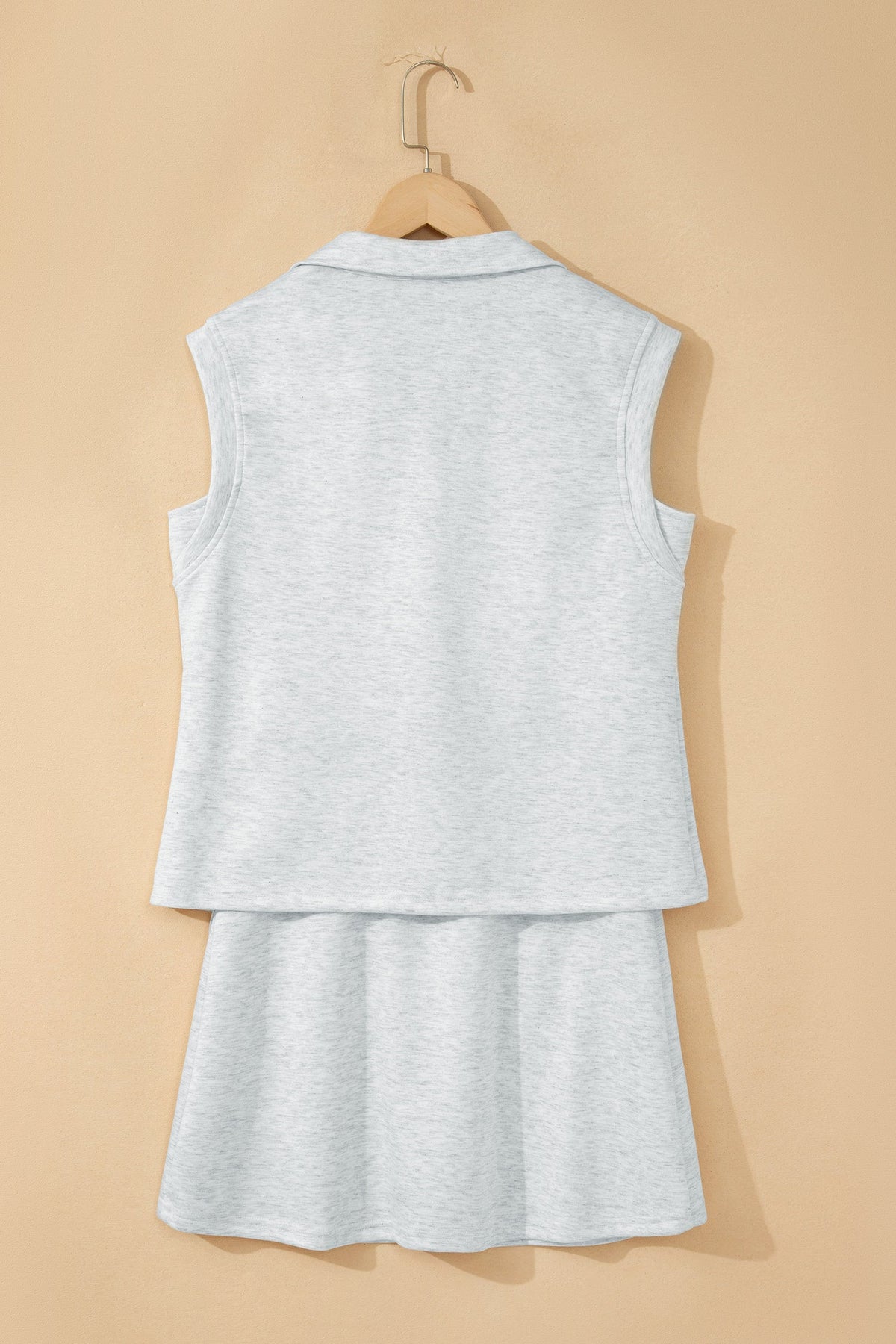 Solid Sleeveless Zipped Tank & Skort Set