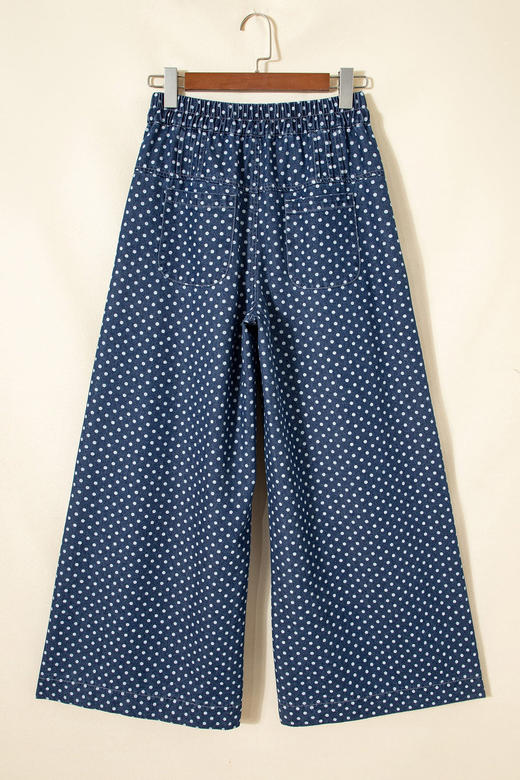 Polka Dot Button Up Pleated Wide Leg Jeans