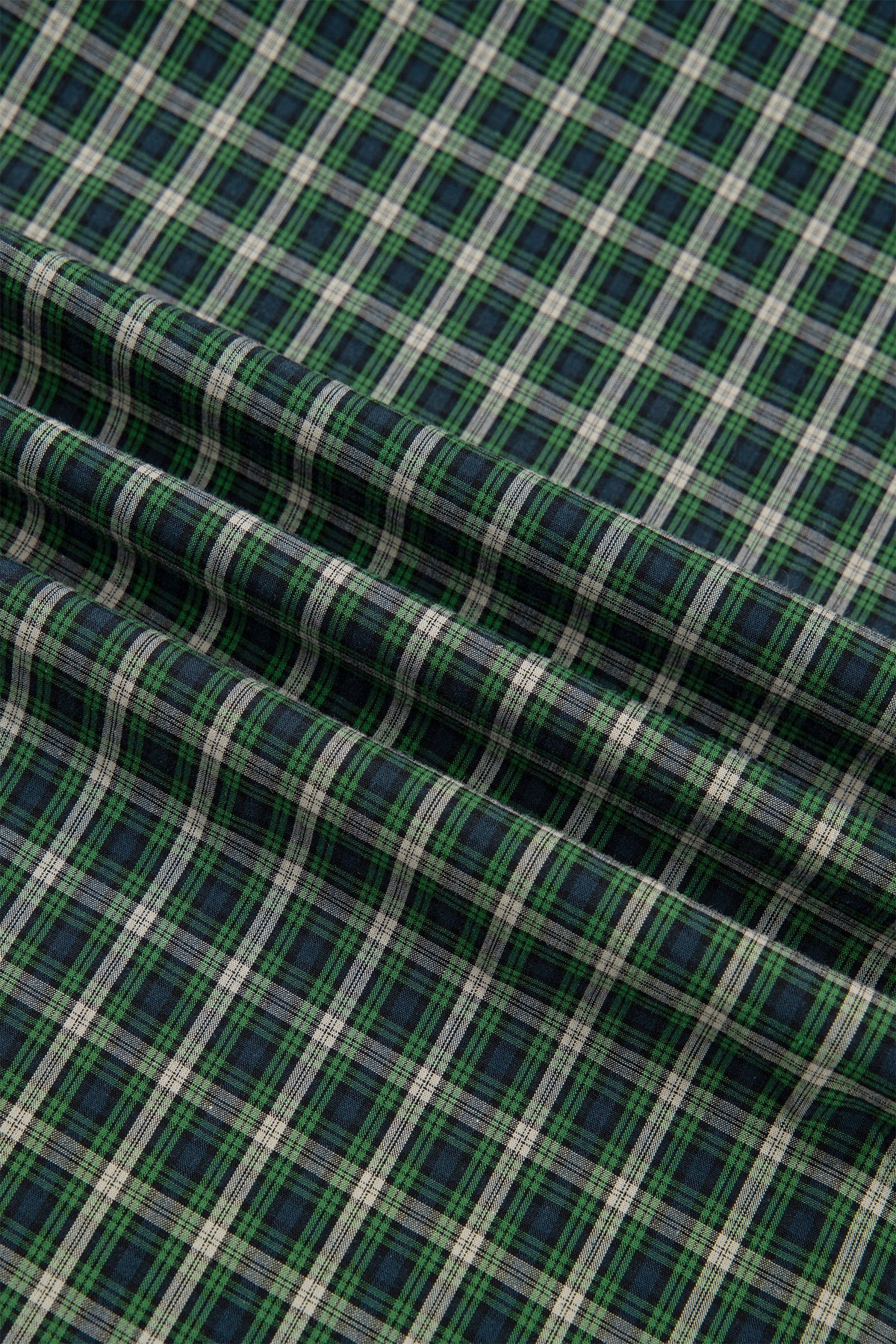 Plaid Shirred High Waist Square Neck Ruffle Hem Dress