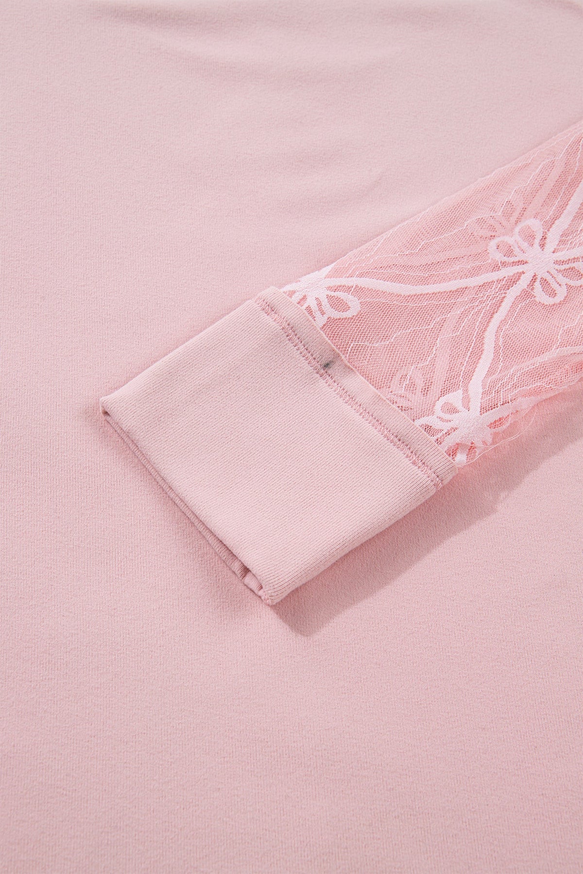 Bow Mesh Patchwork Long Sleeve Tee