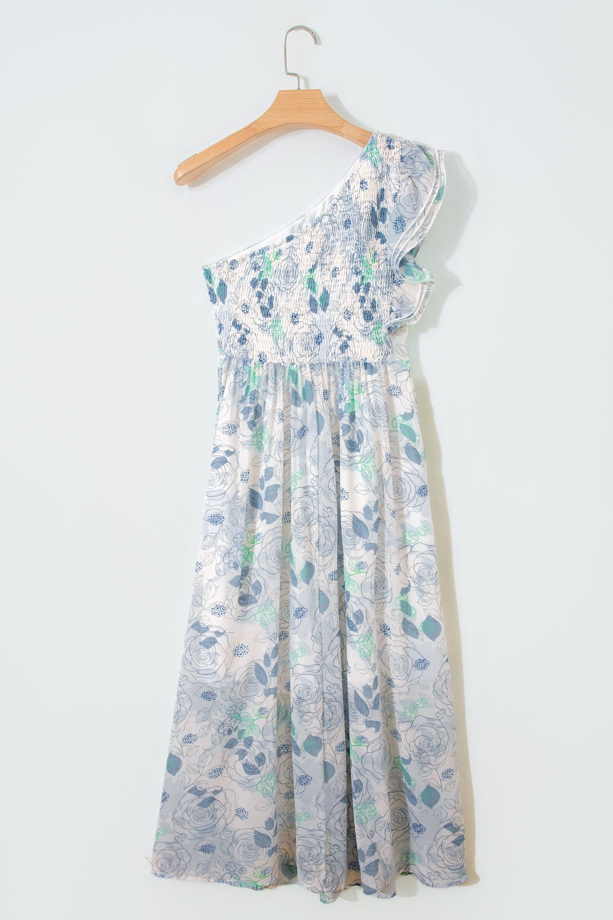 Floral Ruffle One Shoulder Maxi Dress