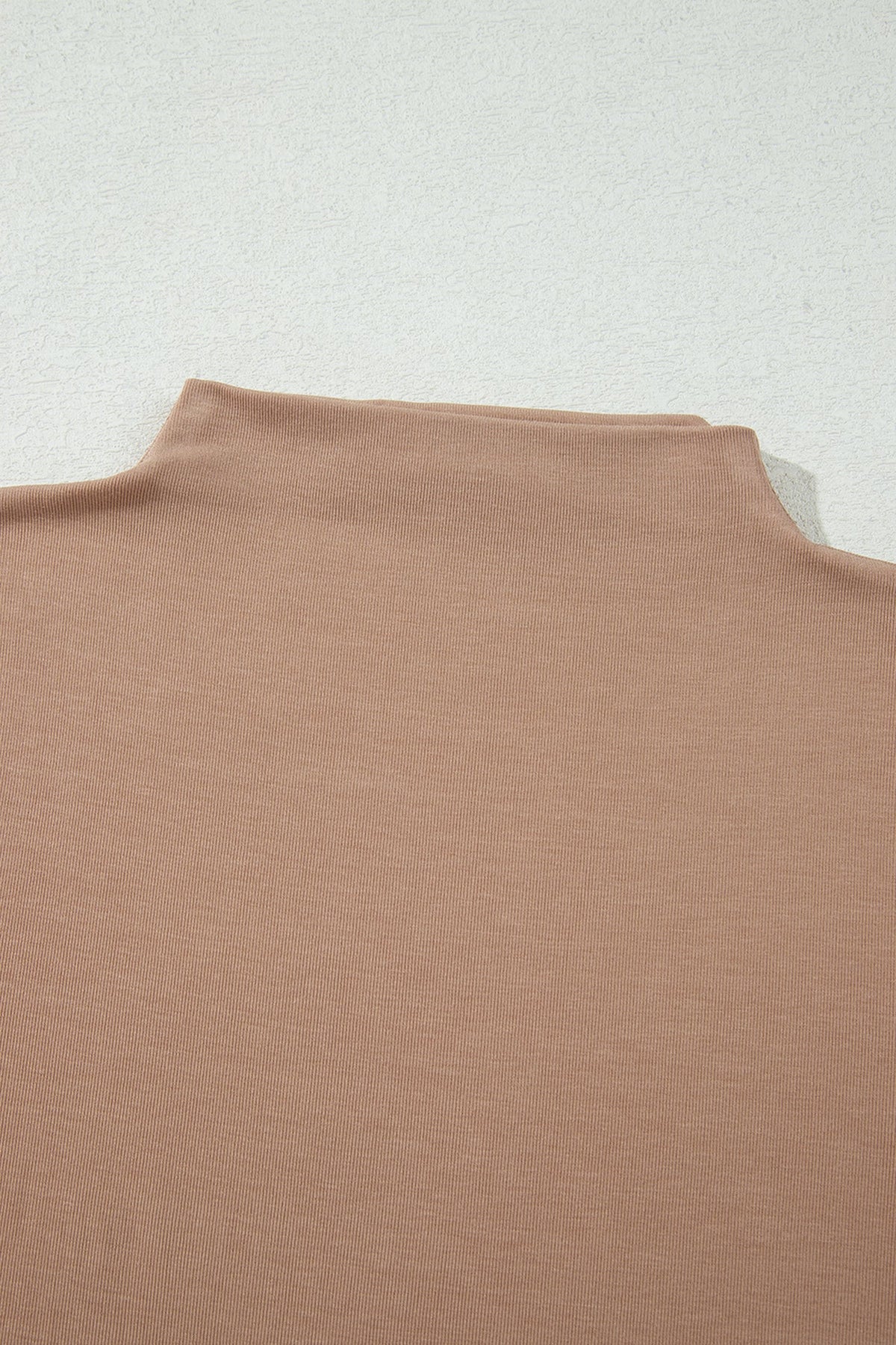 Solid Ribbed Knit Mock Neck Long Sleeve Top