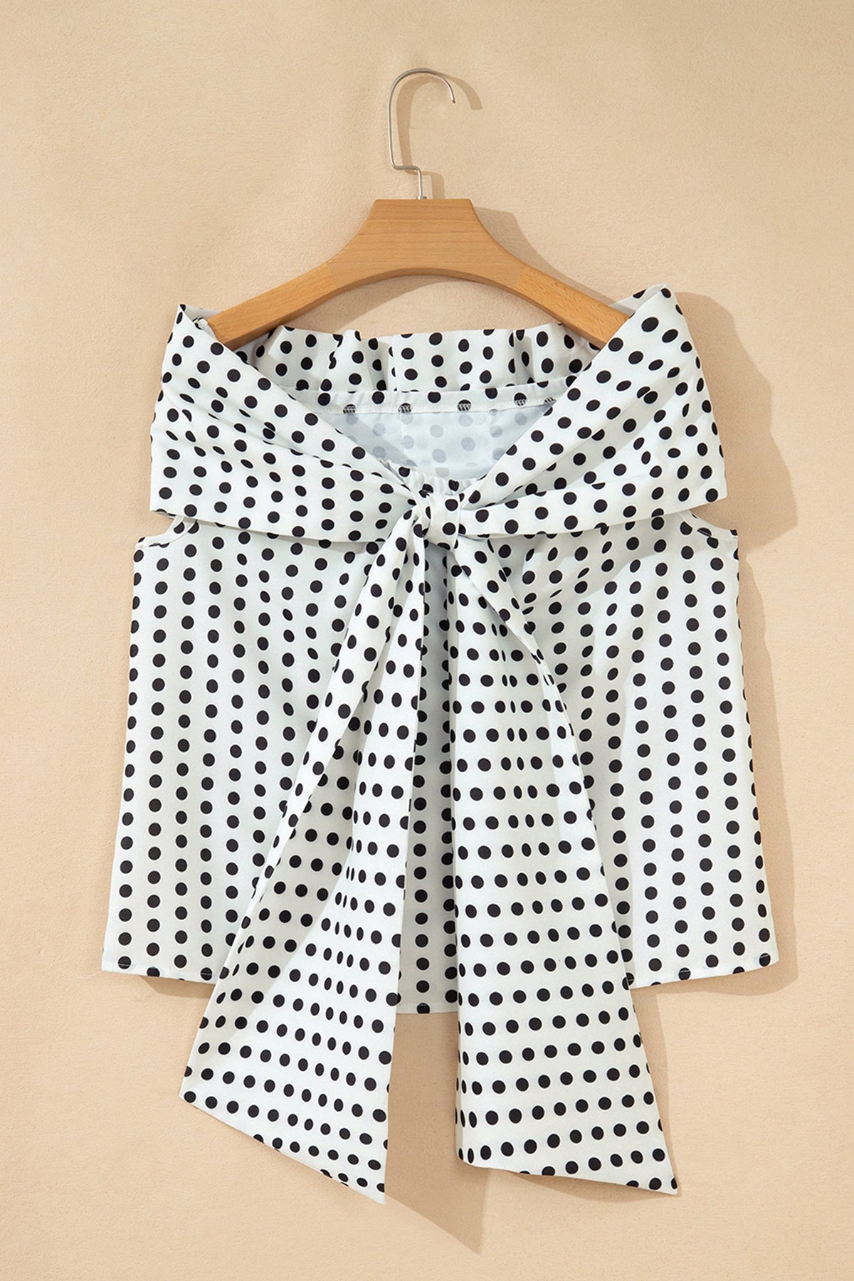 Polka Dot Off Shoulder Bow Knot Sleeve Blouse