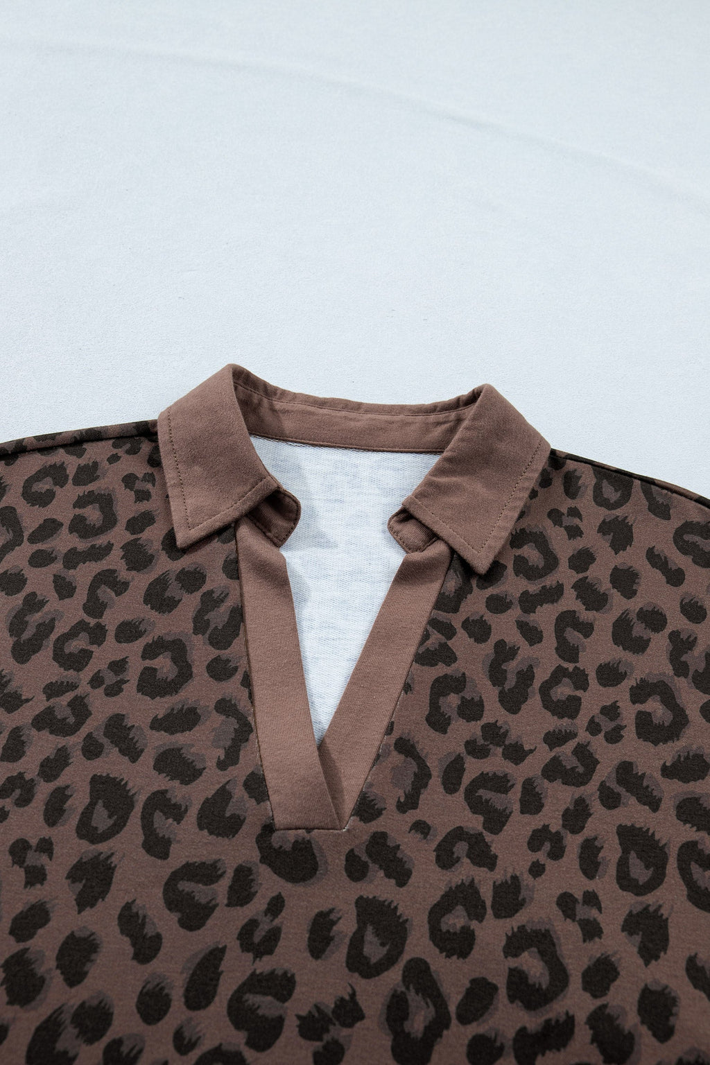 Leopard Contrast Collar V-Neck Mini Dress
