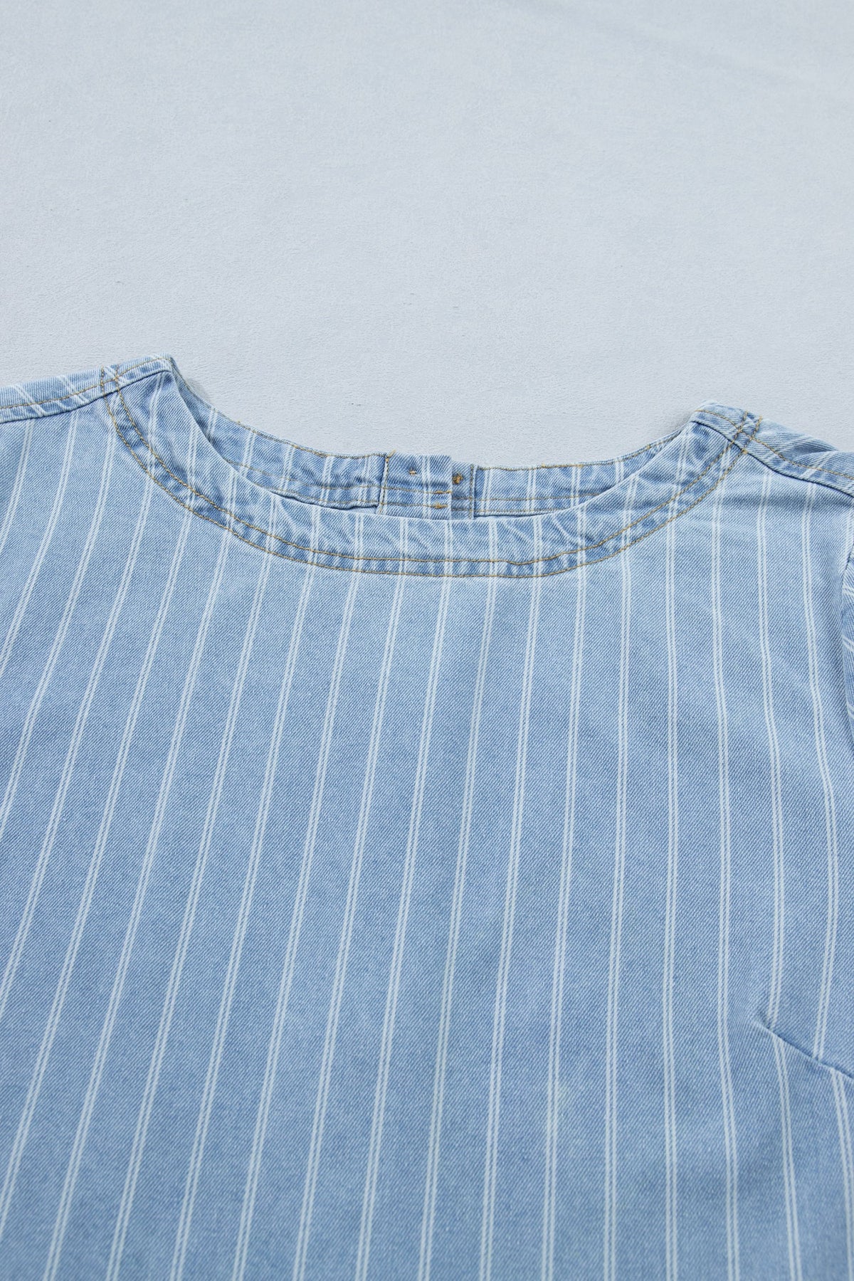 Stripe Denim Buttoned Back Mini T-Shirt Dress