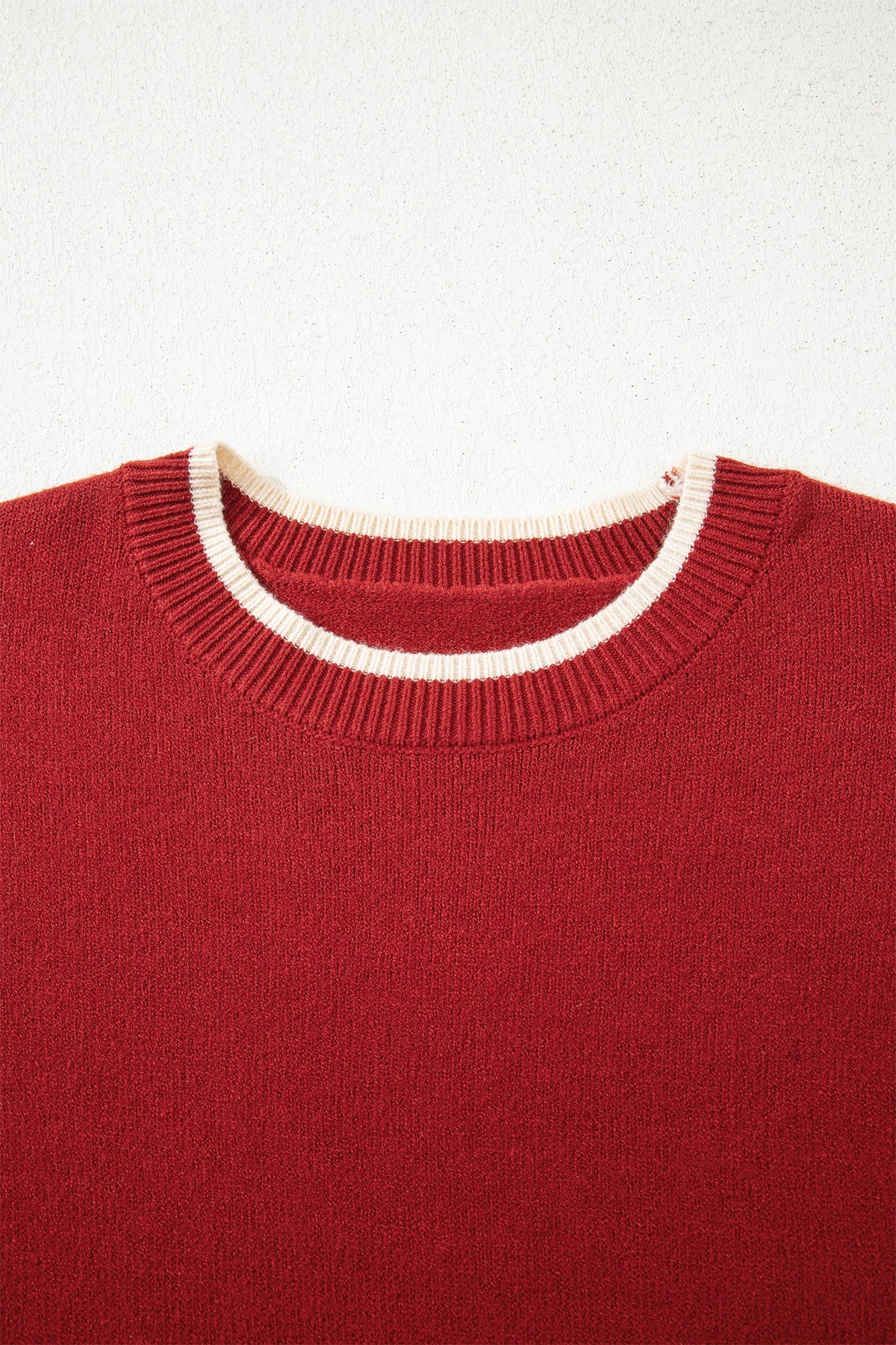 Leopard Bow Split Cuff Contrast Trim Sweater