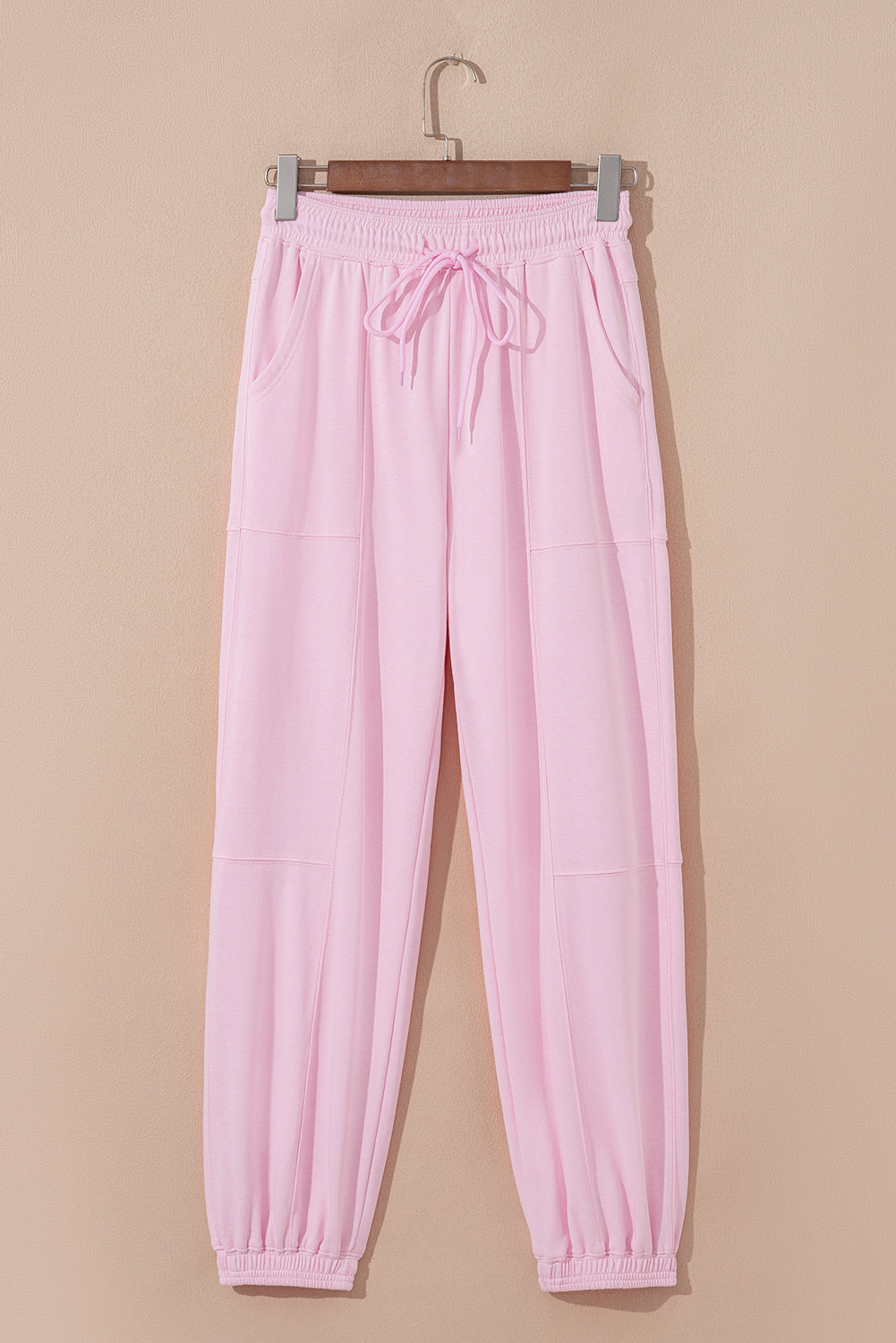 Solid Drawstring Elastic Waist Jogger Pants