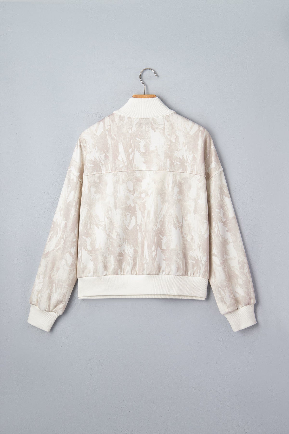 Camo Quarter-Zip Drop Shoulder Long Sleeve Sweatshirt