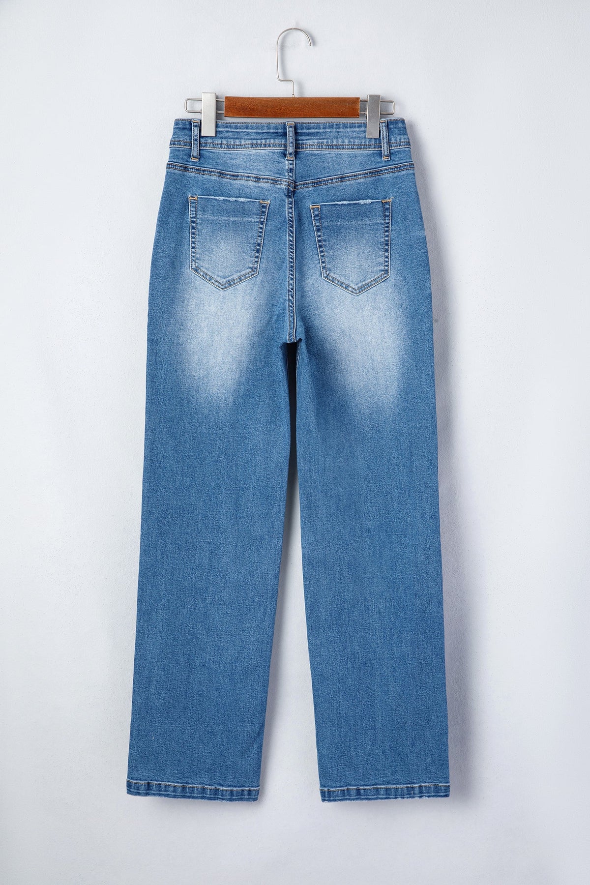 Acid Wash Denim Straight Leg Jeans