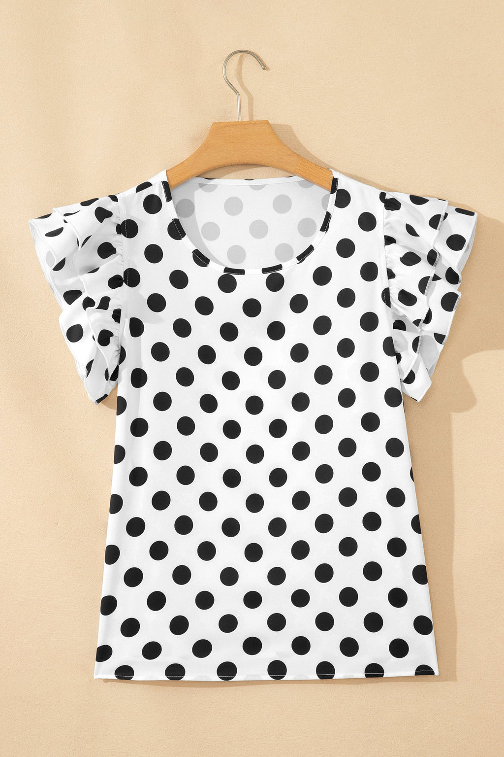 Polka Dot Ruffle Short Sleeve Blouse