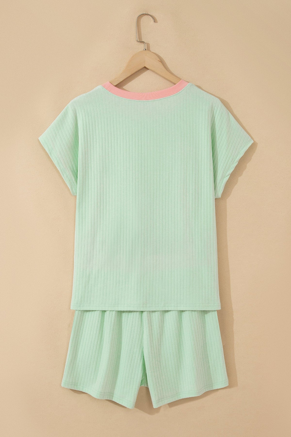 Colorblock Trim Ribbed Top & Shorts Set