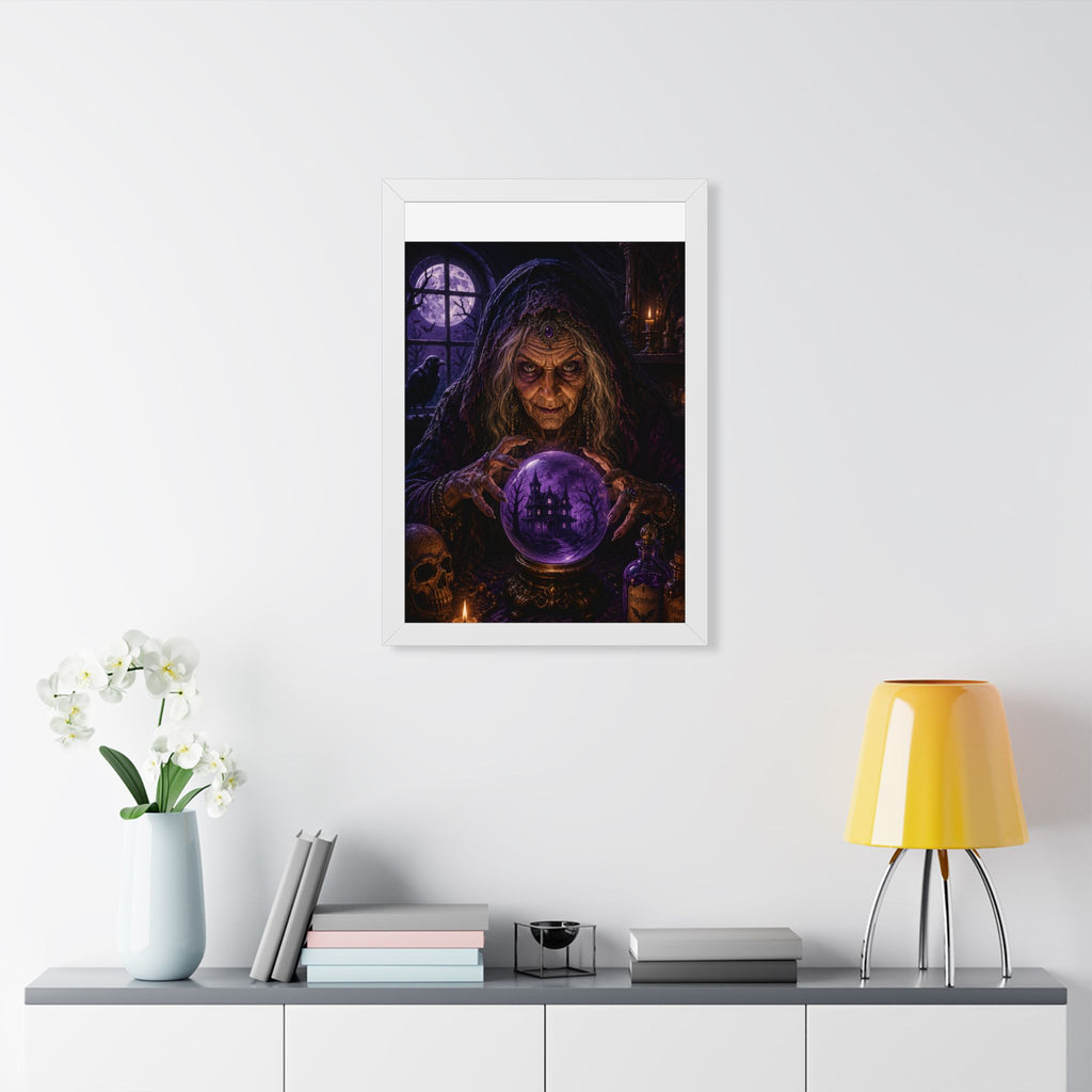 Witch with Crystal Ball Framed Poster | Halloween Wall Art