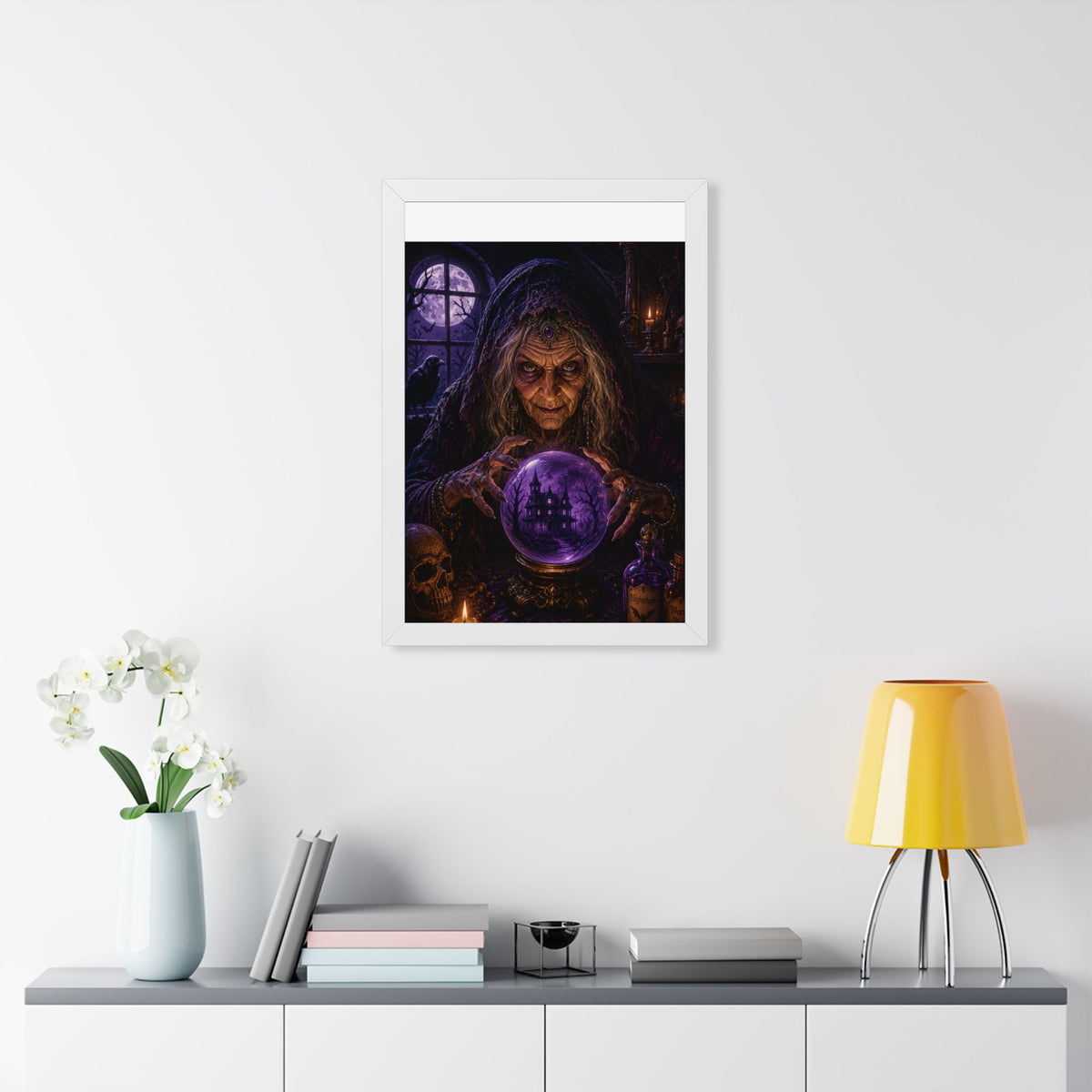 Witch with Crystal Ball Framed Poster | Halloween Wall Art