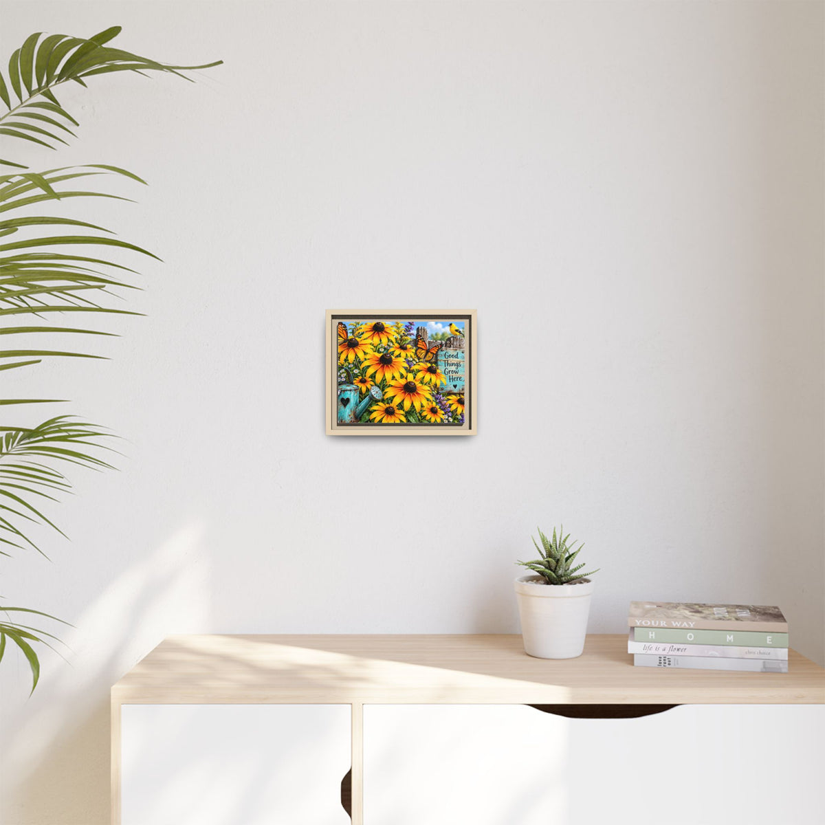 Good Things Grow Here Sunflowers Wall Art Matte Canvas