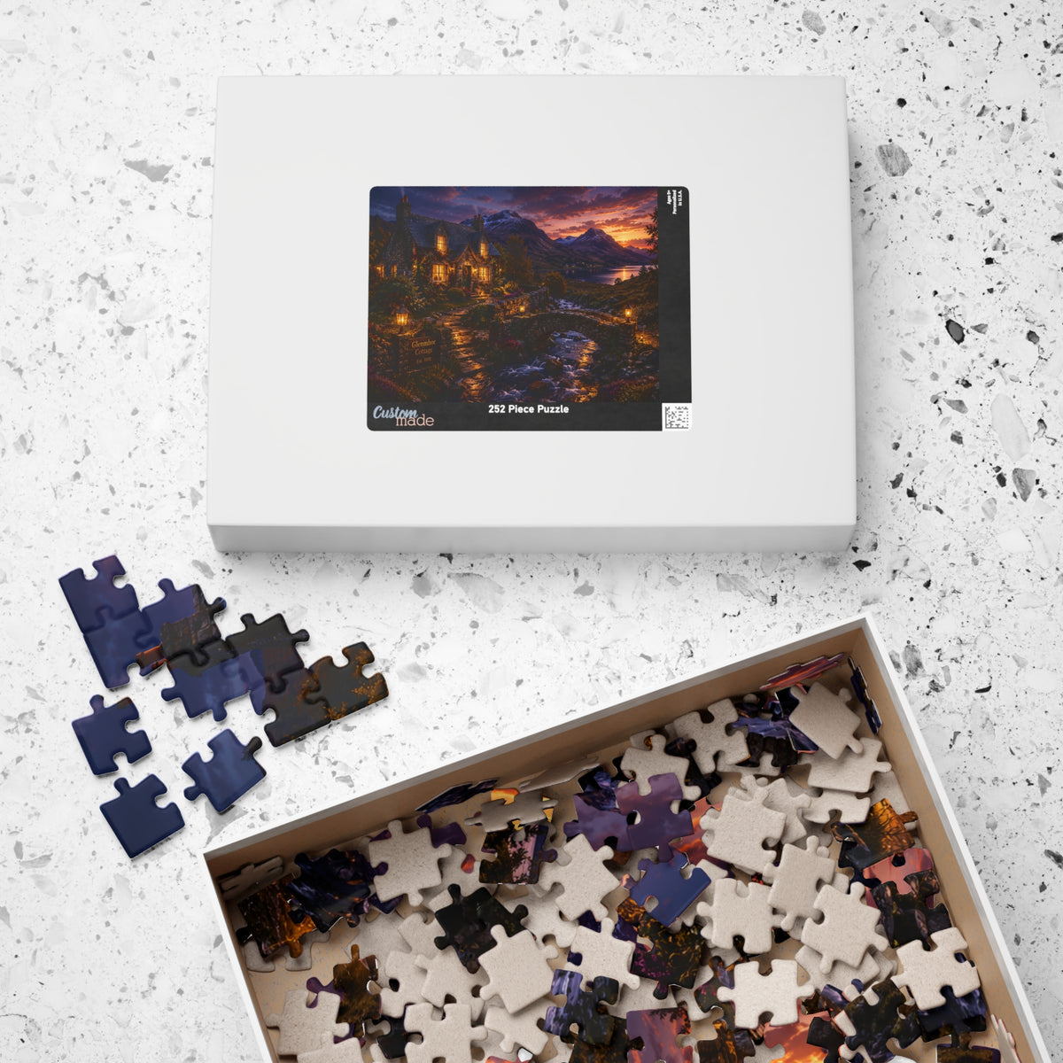 Twilight Lakeside Cottage Puzzle — Scenic 110/252/520/1014-Piece Jigsaw