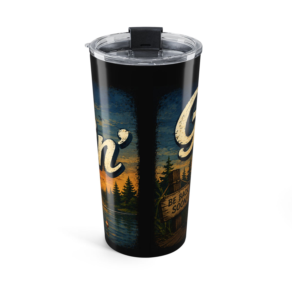 Gone Fishin' Tumbler 20oz | Fishing Lake Cabin Design