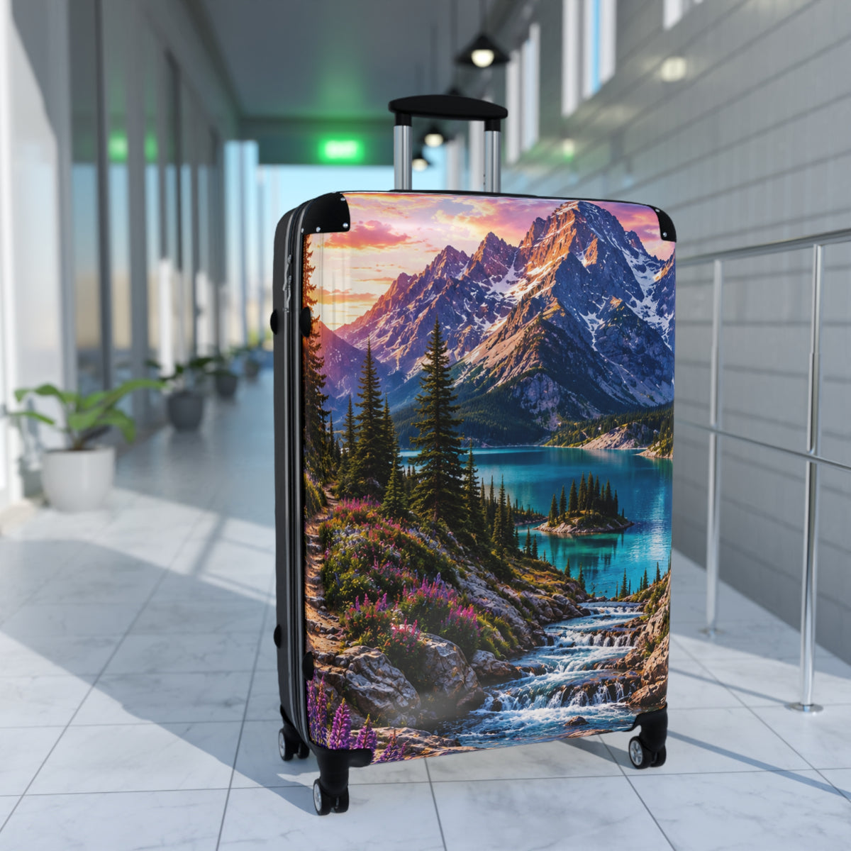 Mountain Lake Suitcase — Scenic Wilderness Carry-On Luggage