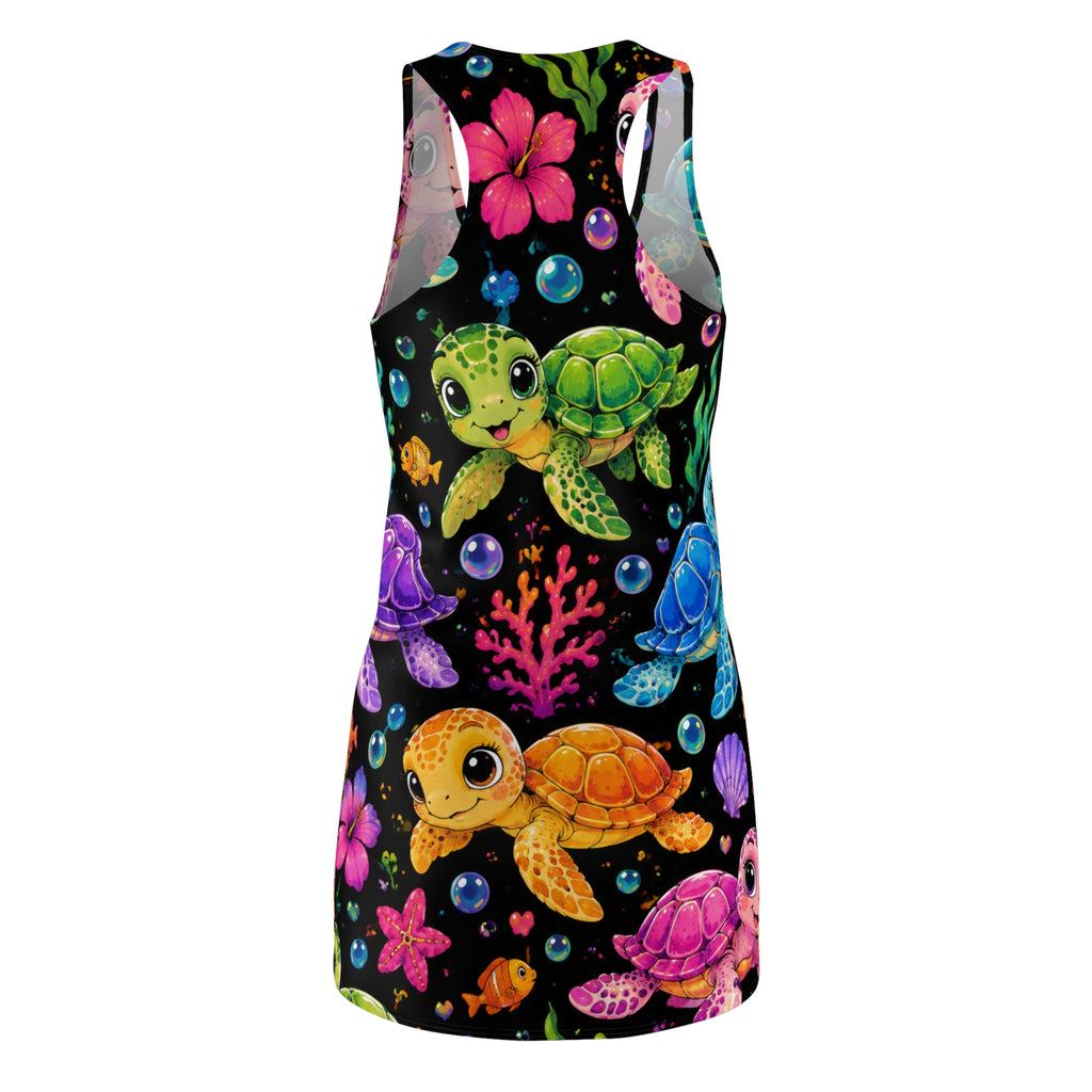 Cute Rainbow Sea Turtle Racerback Dress — Colorful Tropical Ocean Print