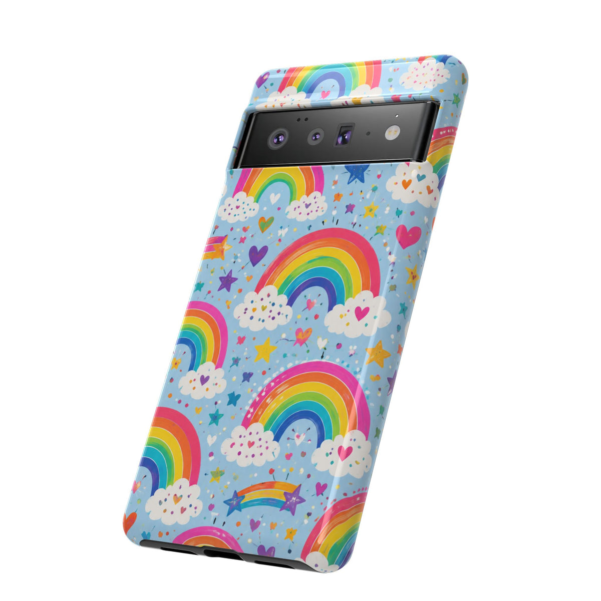 Rainbow Clouds Phone Case — Cute Pastel Rainbow Pattern Tough Case