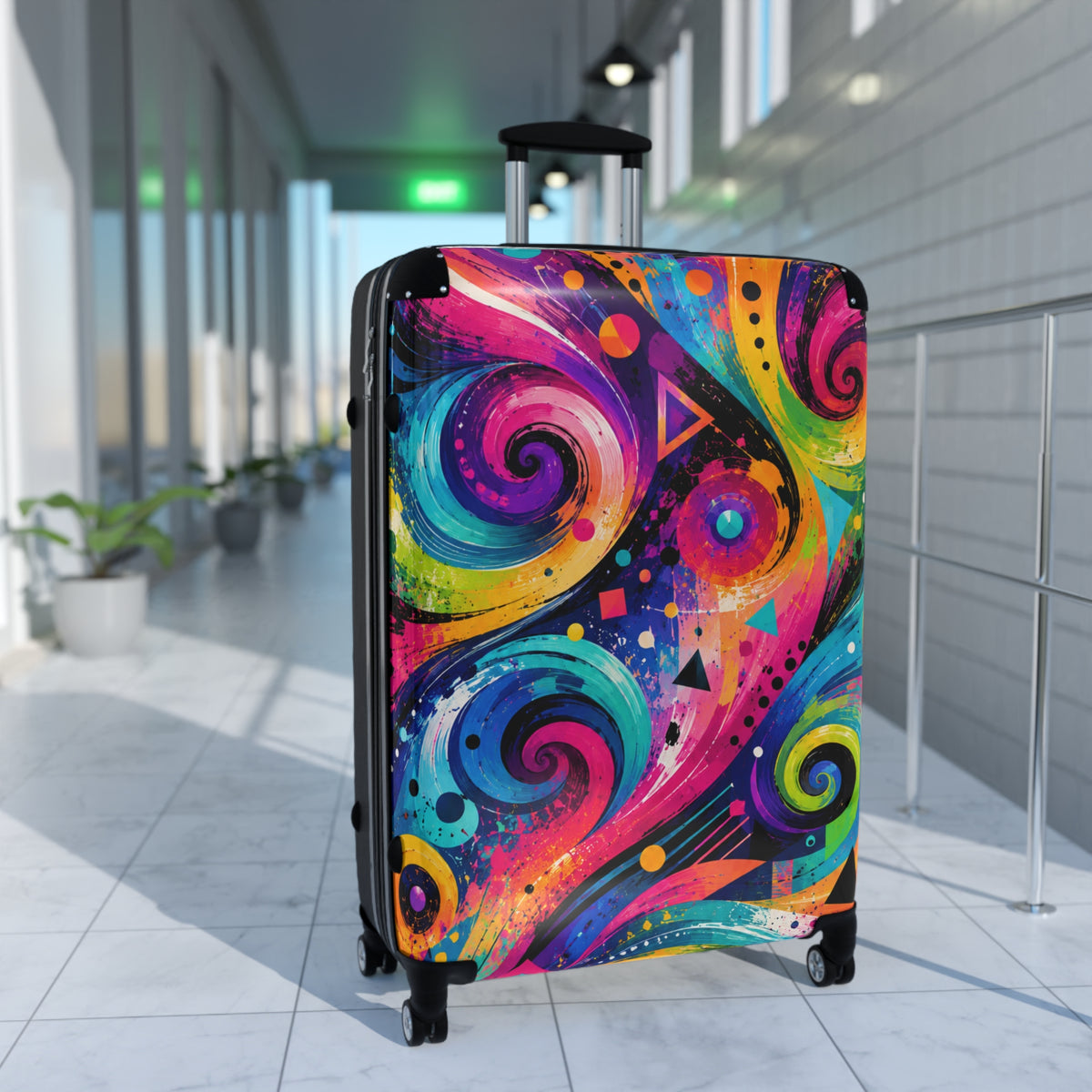 Colorful Swirl Carry-On Suitcase — Vibrant Abstract Luggage for Travelers