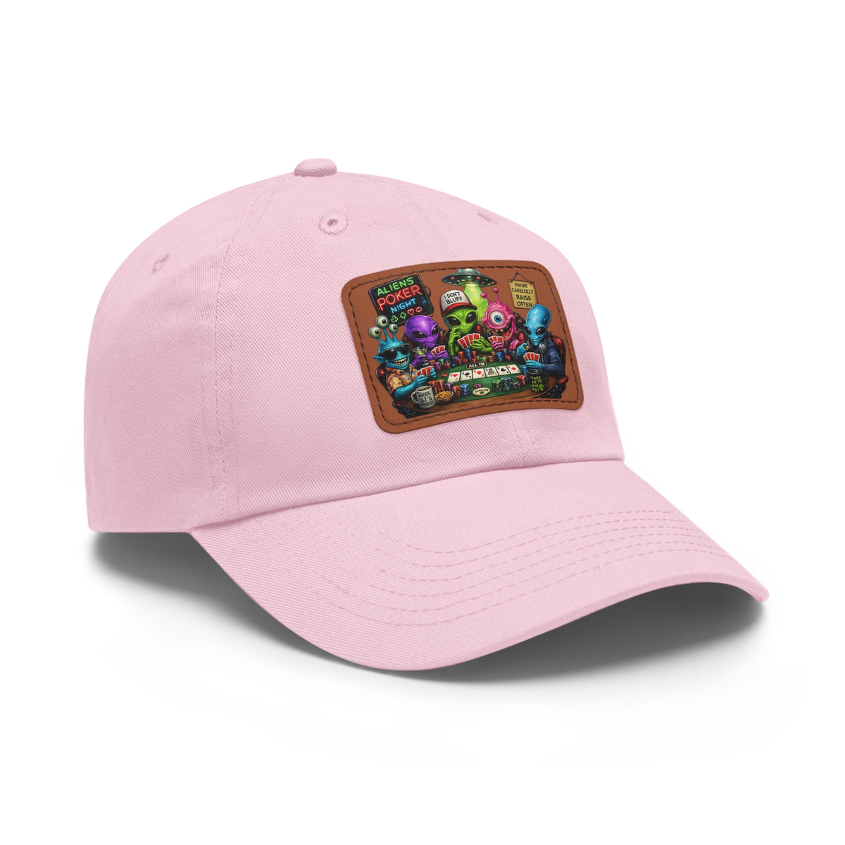 Alien Poker Crew Dad Hat | Leather Patch Baseball Cap