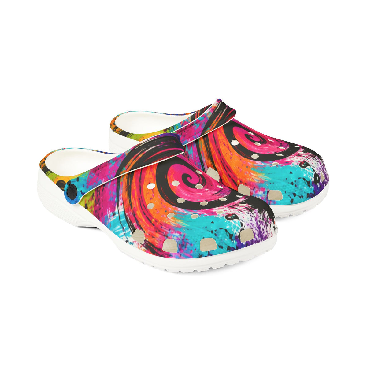 Colorful Swirl EVA Foam Clogs — Vibrant Tie-Dye Garden Shoes
