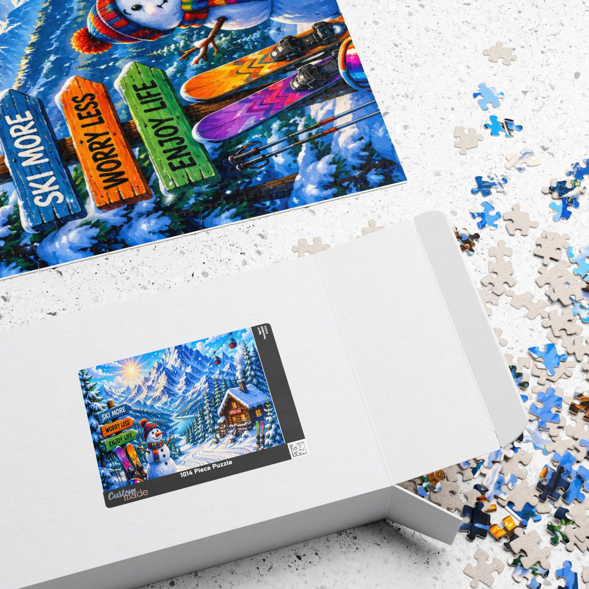 Snowy Mountain Ski Resort Puzzle 520-piece | Winter Scene Jigsaw