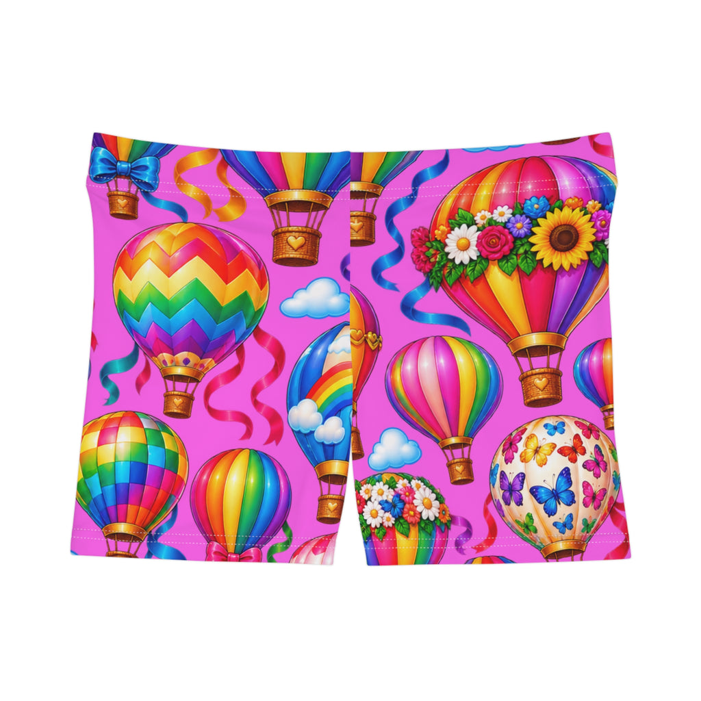 Hot Air Balloon Women's Shorts — Colorful Rainbow Print AOP