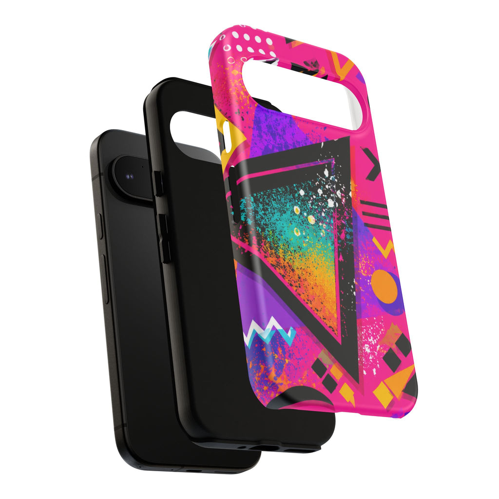 Retro 80s Geometric Phone Case — Neon Triangle Tough Case