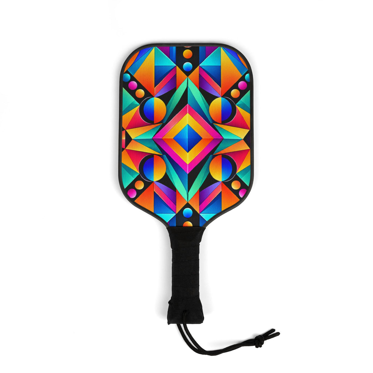 Pickleball Paddle Set — Colorful Geometric Neon Design Pickleball Kit (2 Paddles + 2 Balls)