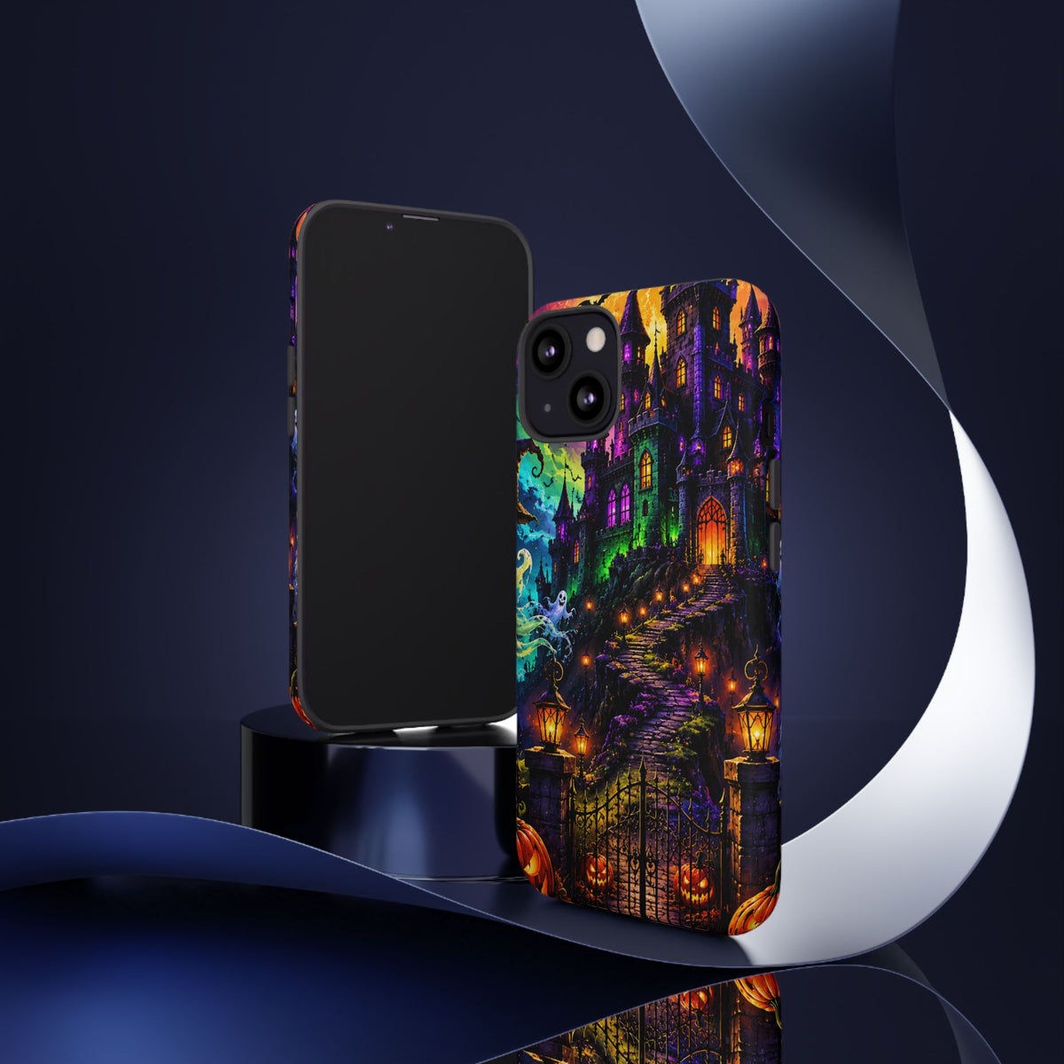 Halloween Haunted Castle Phone Case — Spooky Pumpkin & Ghost Tough Case