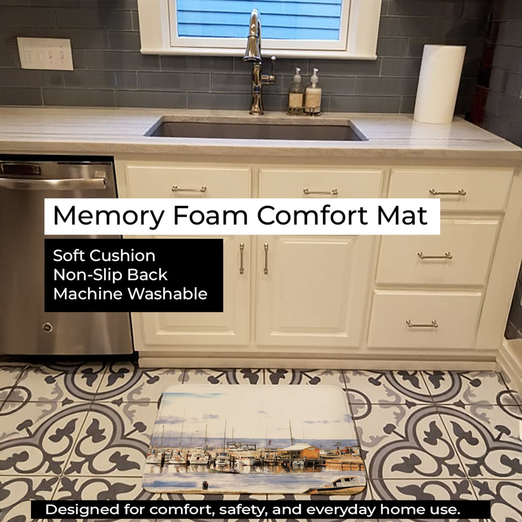 Pass Bait Shop Memory Foam Kitchen Mat Machine Washable Anti-Fatigue Cushion Comfort Bath or Kitchen Rug