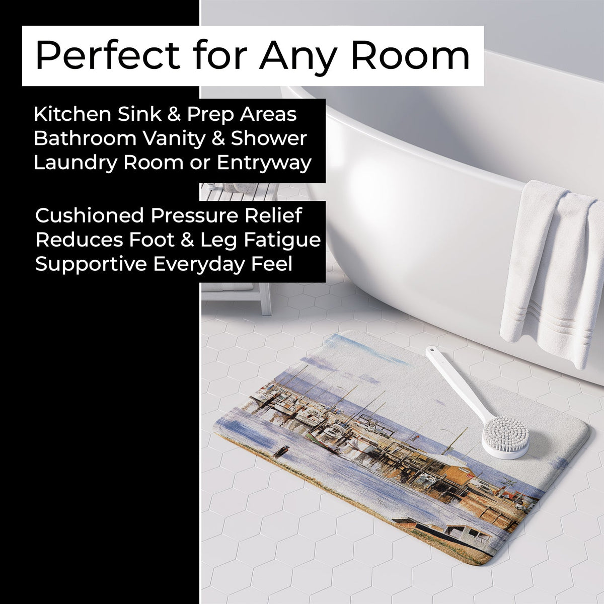 Pass Bait Shop Memory Foam Kitchen Mat Machine Washable Anti-Fatigue Cushion Comfort Bath or Kitchen Rug