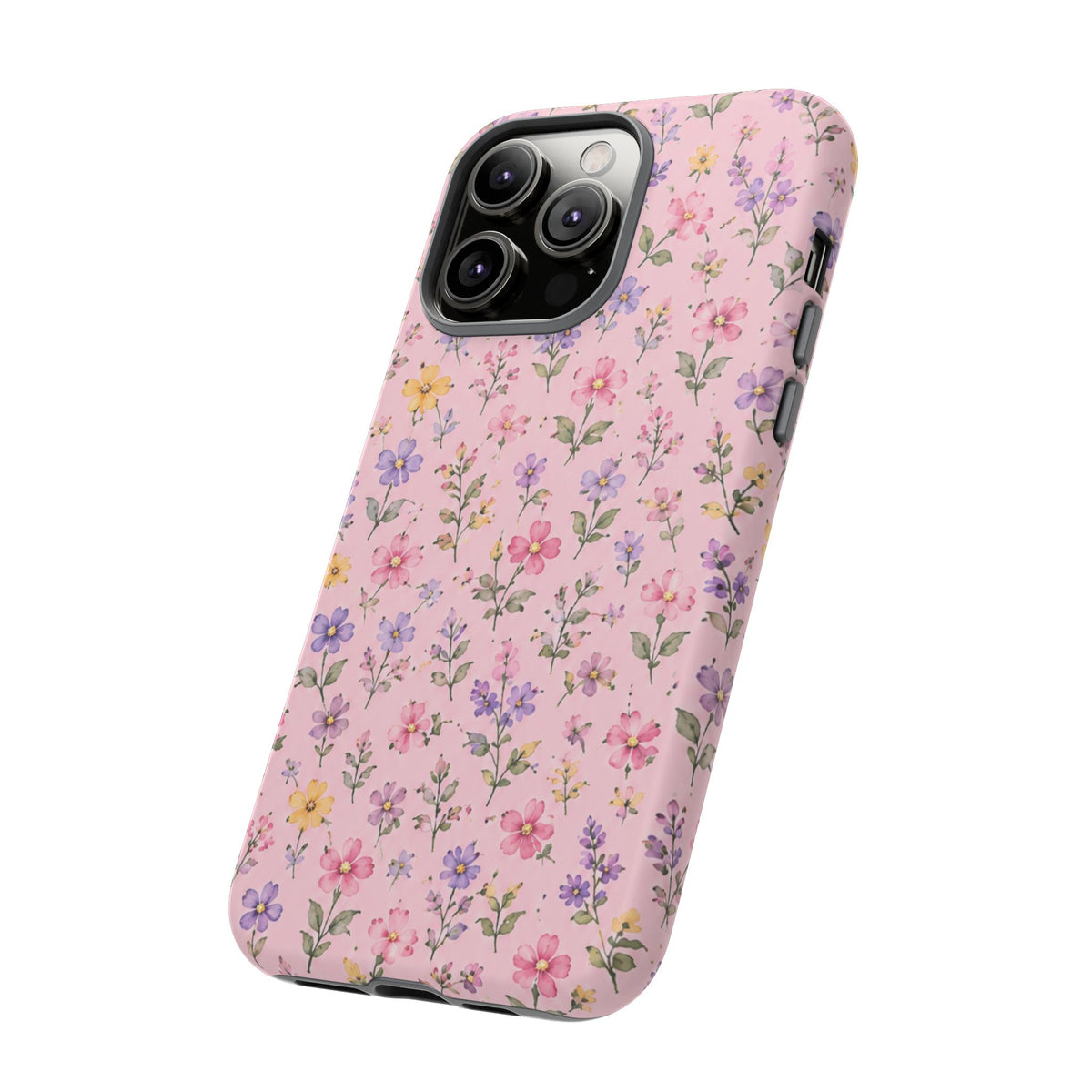 Floral Pink Tough Phone Case — Pastel Wildflower Protective Case