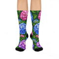 Hydrangea Floral Crew Socks | Pink Blue Purple Bloom Pattern