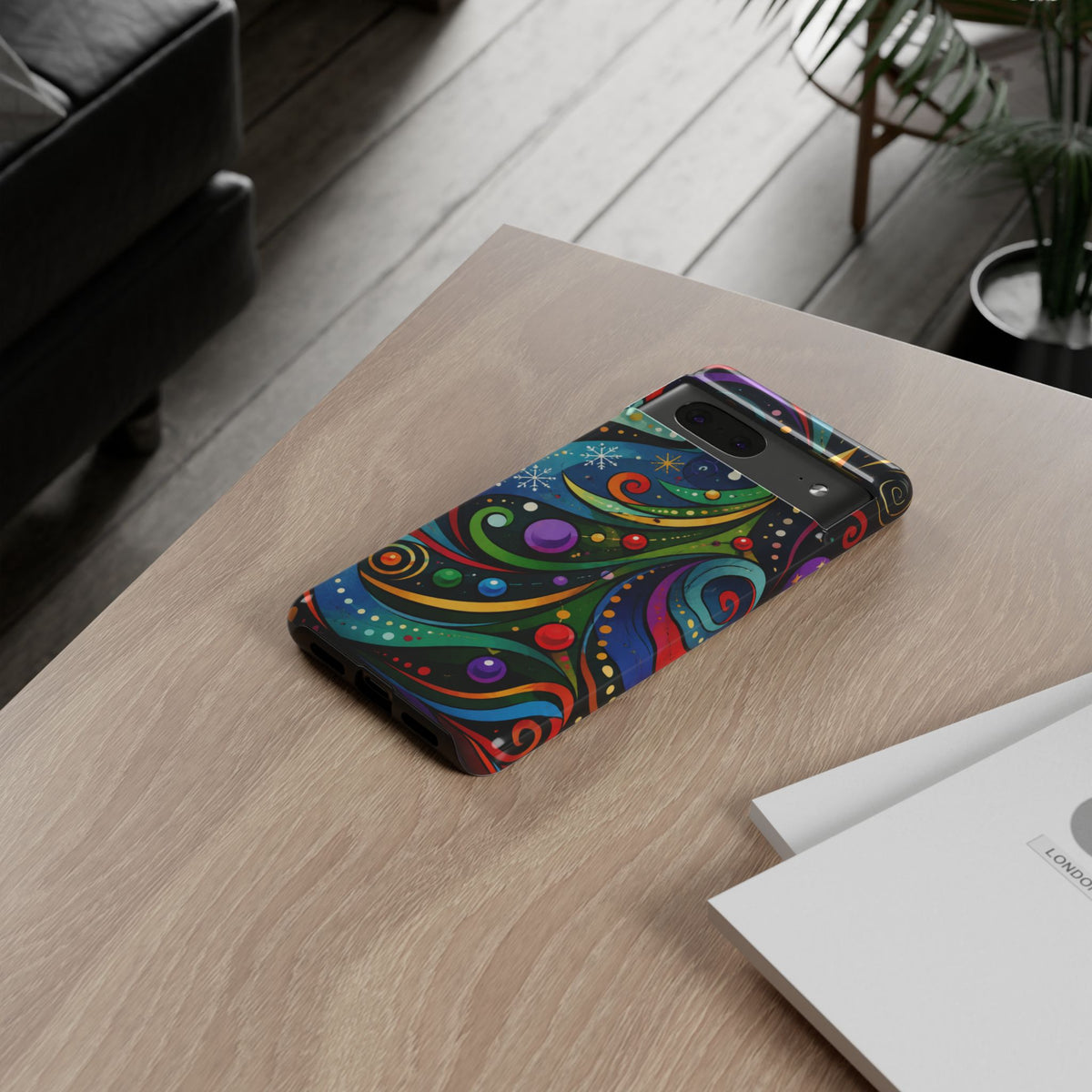 Colorful Swirl Christmas Tree Tough Phone Case