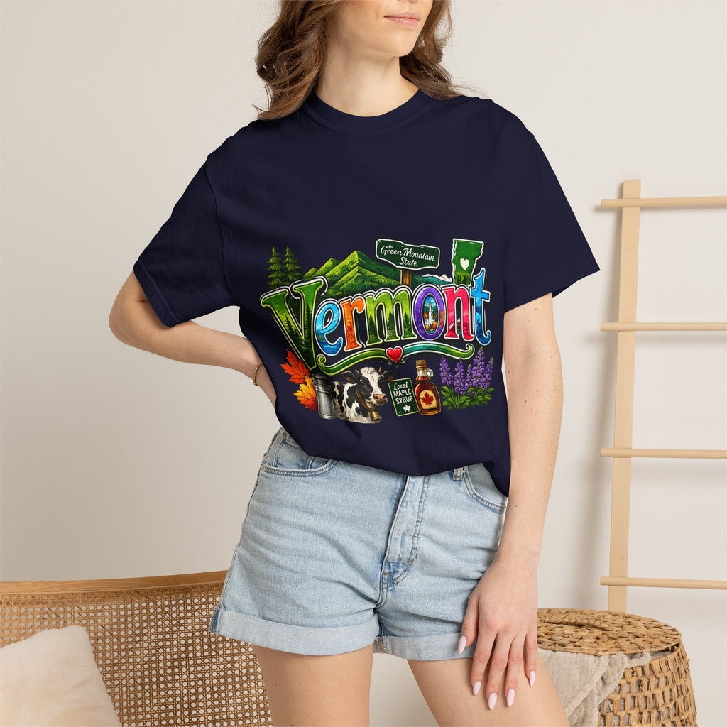 Vermont postcard collage T-shirt | State travel design